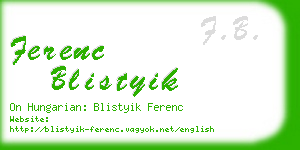 ferenc blistyik business card